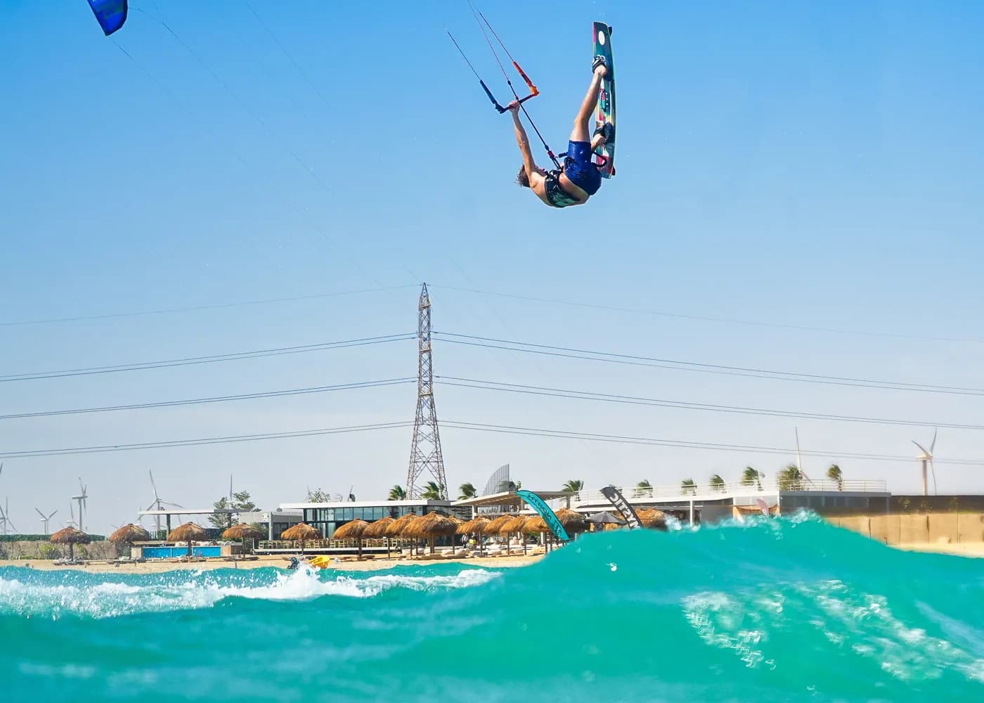 Kite surfer making a jump